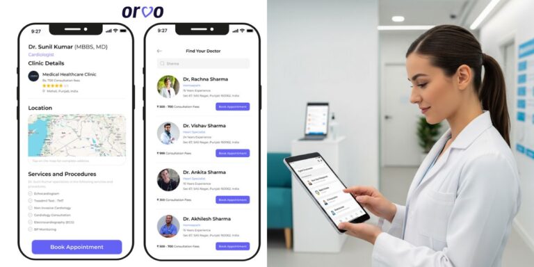 orvo app for doctors and patients. Clinic Management system